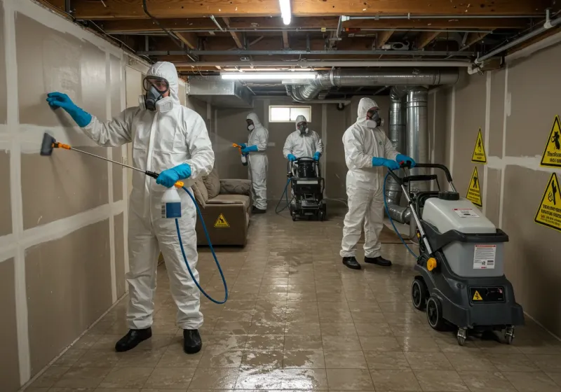 Basement Moisture Removal and Structural Drying process in Raceland, LA